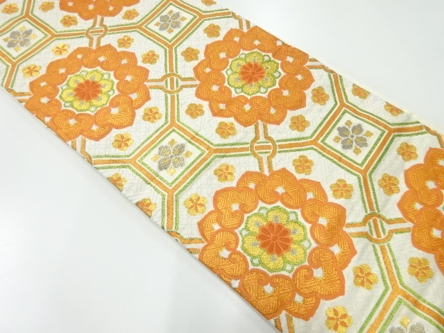 JAPANESE FUKURO OBI / WOVEN FLOWER CREST